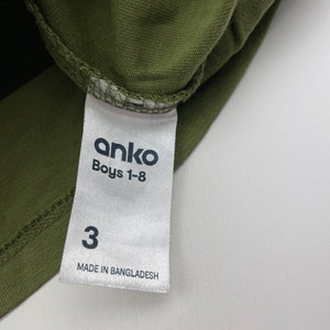 Boys Anko, khaki cotton long sleeve tee / top, GUC, size 3,  