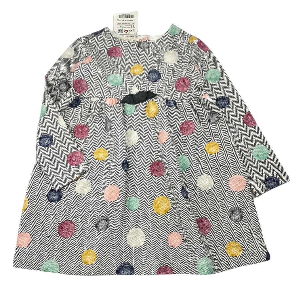 Girls Zara, long sleeve dress, NEW, size 3-4, L: 48cm