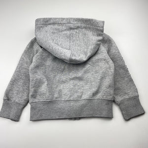 Boys grey, fleece lined zip hoodie sweater, Sz: XS, armpit to armpit: 33cm, shoulder to cuff: 30.5cm, FUC, size 2-3,  