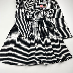 Girls Target, striped cotton long sleeve dress, FUC, size 10, L: 69cm