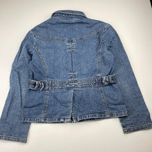 Load image into Gallery viewer, Girls Shock Resistant, blue stretch denim jacket, poppers, GUC, size 10,  