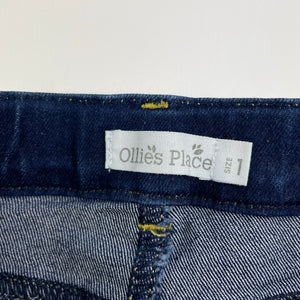 unisex Ollies Place, dark stretch denim jeans, adjustable, EUC, size 1,  