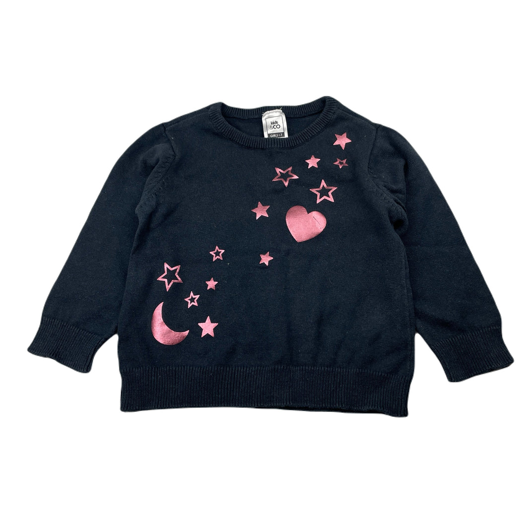 Girls Kids & Co, navy cotton sweater / jumper, GUC, size 1,  