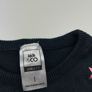 Girls Kids & Co, navy cotton sweater / jumper, GUC, size 1,  