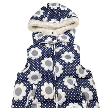 Load image into Gallery viewer, Girls Milkshake, navy floral hooded puffer vest / jacket, GUC, size 4,  