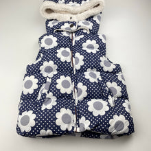 Load image into Gallery viewer, Girls Milkshake, navy floral hooded puffer vest / jacket, GUC, size 4,  