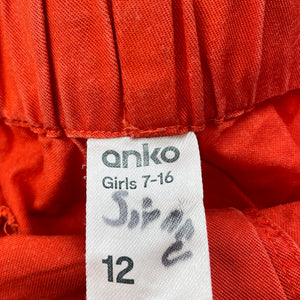 Girls Anko, orange lyocell shorts, elasticated, FUC, size 12,  