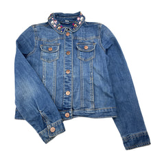 Load image into Gallery viewer, Girls GAP, embellished stretch denim jacket, Sz: M, armpit to armpit: 35.5cm, shoulder to cuff: 51cm, FUC, size 8-9,  