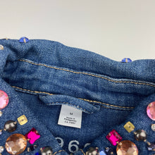 Load image into Gallery viewer, Girls GAP, embellished stretch denim jacket, Sz: M, armpit to armpit: 35.5cm, shoulder to cuff: 51cm, FUC, size 8-9,  