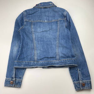 Girls GAP, embellished stretch denim jacket, Sz: M, armpit to armpit: 35.5cm, shoulder to cuff: 51cm, FUC, size 8-9,  