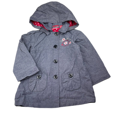 Girls Sprout, embroidered lightweight cotton jacket/coat, blue mark on collar, FUC, size 2,  