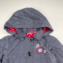 Load image into Gallery viewer, Girls Sprout, embroidered lightweight cotton jacket/coat, blue mark on collar, FUC, size 2,  