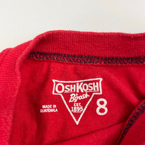 Boys Osh Kosh, red cotton long sleeve tee / top, FUC, size 8,  