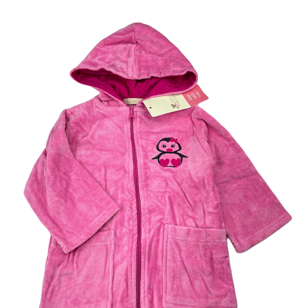 Girls Lily & Dan, pink cotton zip up bath robe, NEW, size 1,  