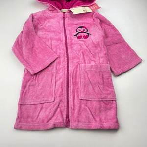 Girls Lily & Dan, pink cotton zip up bath robe, NEW, size 1,  