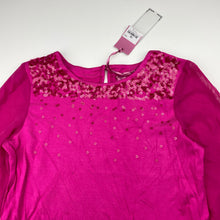 Load image into Gallery viewer, Girls Material Girl, stretchy embellished top, sheer sleeves, NEW, size 12,  