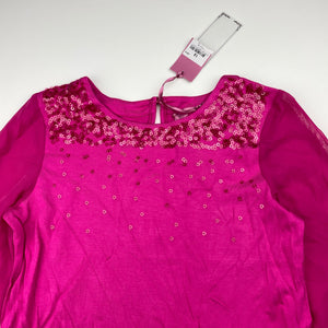 Girls Material Girl, stretchy embellished top, sheer sleeves, NEW, size 12,  