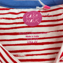 Load image into Gallery viewer, Girls Cake Walk, striped stretchy tee / top, NEW, size 4,  