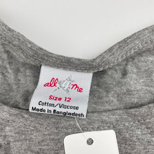 Girls All 4 Me, grey long sleeve tee / top, NEW, size 12,  