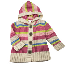 Load image into Gallery viewer, Girls Pumpkin Patch, chunky knit hooded cardigan / sweater, EUC, size 1,  