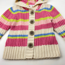 Load image into Gallery viewer, Girls Pumpkin Patch, chunky knit hooded cardigan / sweater, EUC, size 1,  