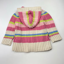 Load image into Gallery viewer, Girls Pumpkin Patch, chunky knit hooded cardigan / sweater, EUC, size 1,  