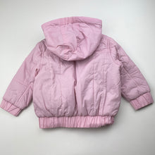 Load image into Gallery viewer, Girls pink, zip up hooded jacket, no size, armpit to armpit: 32cm, shoulder to cuff: 26cm, FUC, size 0-1,  