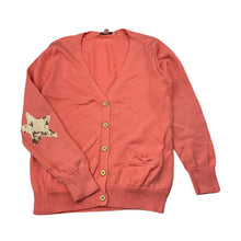 Load image into Gallery viewer, Girls Witchery, coral cotton knitted cardigan, mark back right sleeve, FUC, size 5,  