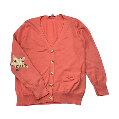 Girls Witchery, coral cotton knitted cardigan, mark back right sleeve, FUC, size 5,  
