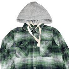 Load image into Gallery viewer, Boys Piping Hot, thick flannel cotton hooded shirt, light mark hood, FUC, size 10,  