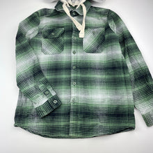 Load image into Gallery viewer, Boys Piping Hot, thick flannel cotton hooded shirt, light mark hood, FUC, size 10,  