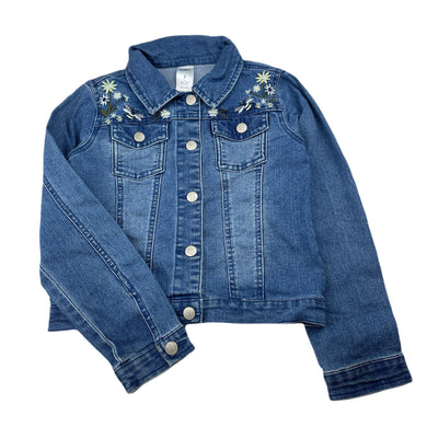 Girls H&T, embroidered stretch denim jacket, poppers, FUC, size 7,  