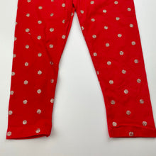 Load image into Gallery viewer, Girls Mango, red &amp; gold glitter leggings, Inside leg: 31cm, EUC, size 4,  