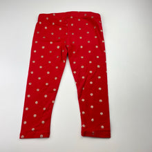 Load image into Gallery viewer, Girls Mango, red &amp; gold glitter leggings, Inside leg: 31cm, EUC, size 4,  