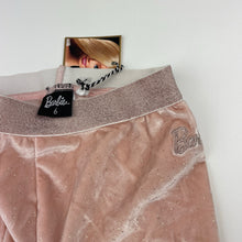 Load image into Gallery viewer, Girls Barbie, pink velvet &amp; gold glitter leggings, Inside leg: 46cm, NEW, size 6,  