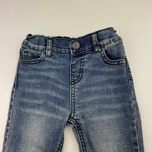 Load image into Gallery viewer, Girls Denim Co, blue stretch denim jeans, adjustable, inside leg: 25cm, GUC, size 0,  