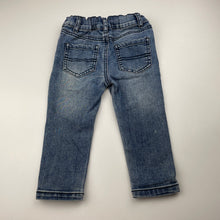 Load image into Gallery viewer, Girls Denim Co, blue stretch denim jeans, adjustable, inside leg: 25cm, GUC, size 0,  