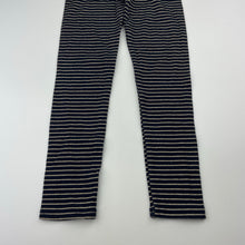 Load image into Gallery viewer, Girls Cotton On, navy &amp; gold stripe leggings, Inside leg: 45.5cm, EUC, size 5,  