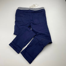 Load image into Gallery viewer, Boys Pumpkin Patch, navy stretch cotton pants, adjustable, Inside leg: 49cm, NEW, size 6,  