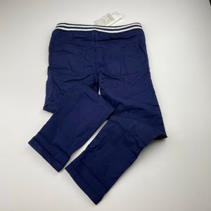 Boys Pumpkin Patch, navy stretch cotton pants, adjustable, Inside leg: 49cm, NEW, size 6,  