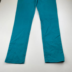 Girls Target, teal stretch cotton pants, adjustable, Inside leg: 69cm, NEW, size 14,  