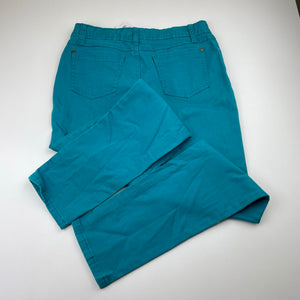 Girls Target, teal stretch cotton pants, adjustable, Inside leg: 69cm, NEW, size 14,  