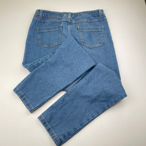 unisex Target, blue stretch denim jeans, adjustable, Inside leg: 70cm, FUC, size 14,  