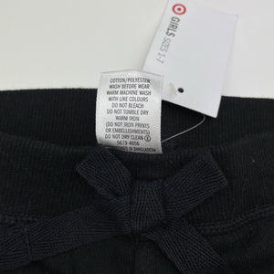 Girls Target, black fleece lined track pants, Inside leg: 32.5cm, NEW, size 2,  