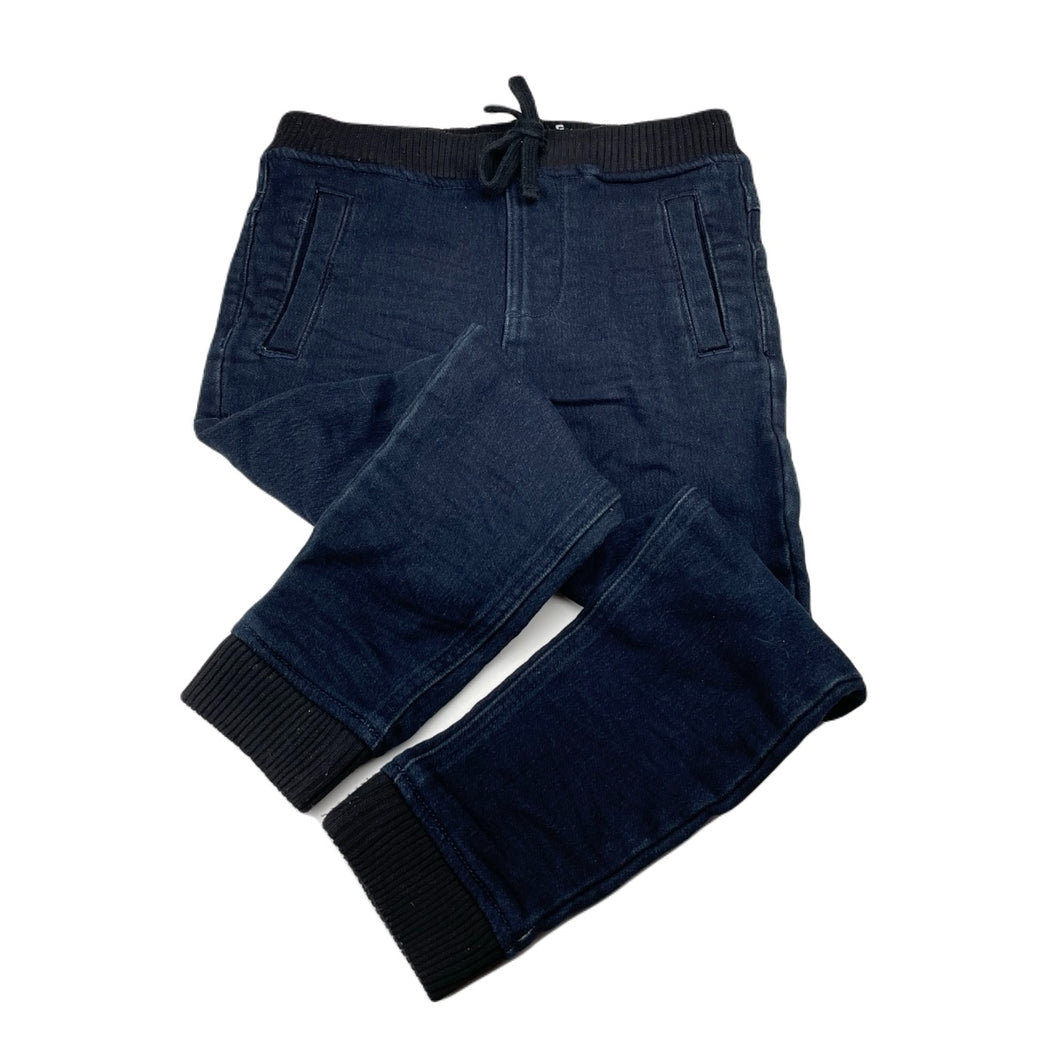 Boys Indie, indigo knit stretch denim pants, elasticated, Inside leg: 48.5cm, GUC, size 6,  