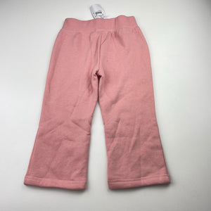 Girls H&T, pink fleece lined track pants, Inside leg: 31cm, NEW, size 2,  