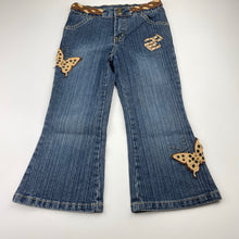 Load image into Gallery viewer, Girls ROCAWEAR, embellished stretch denim jeans, Inside leg: 37.5cm, W: 27cm across, GUC, size 4,  