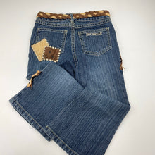 Load image into Gallery viewer, Girls ROCAWEAR, embellished stretch denim jeans, Inside leg: 37.5cm, W: 27cm across, GUC, size 4,  