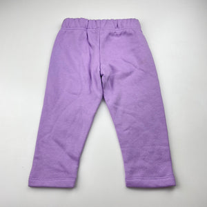 Girls Brilliant Basics, purple fleece lined track pants, Inside leg: 28cm, EUC, size 1,  