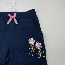 Load image into Gallery viewer, Girls Anko, fleece lined track pants, sequin flowers, Inside leg: 54cm, NEW, size 7,  